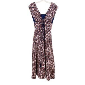 Eshakti Floral Lace-Up Front Midi Cream/Rust Dress